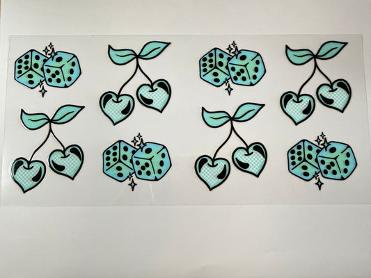 Dice and cherries teal wrap