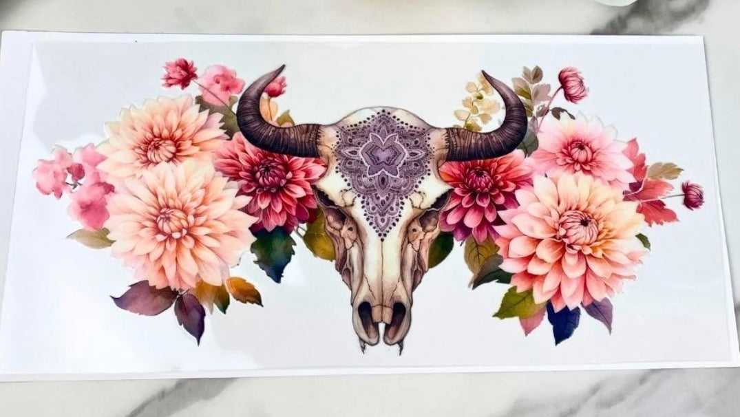 Bull skull with flowers wrap
