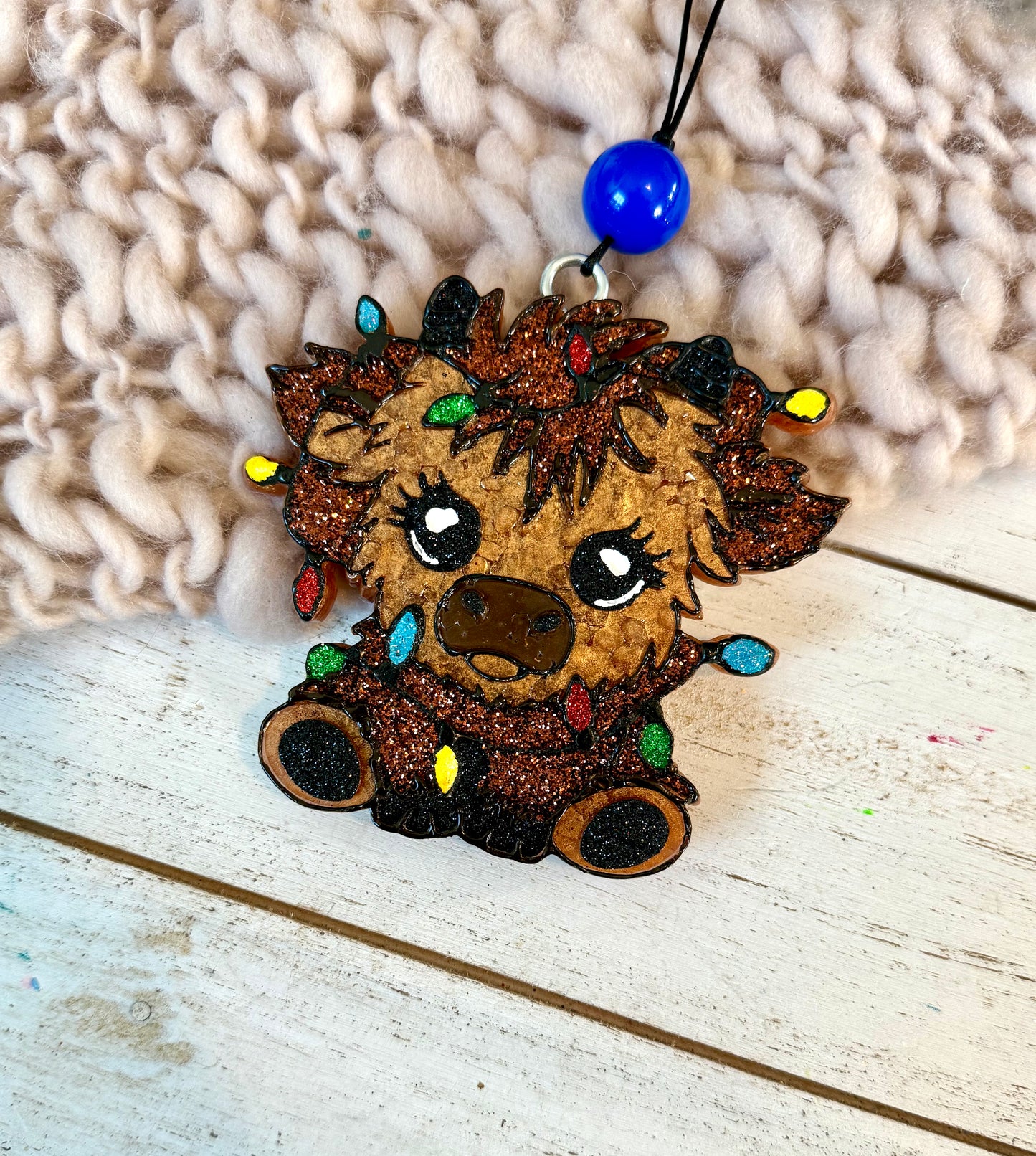 Christmas light cow freshie