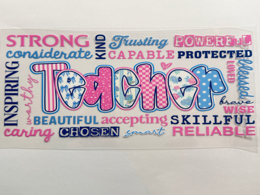 Blue and pink teacher wrap