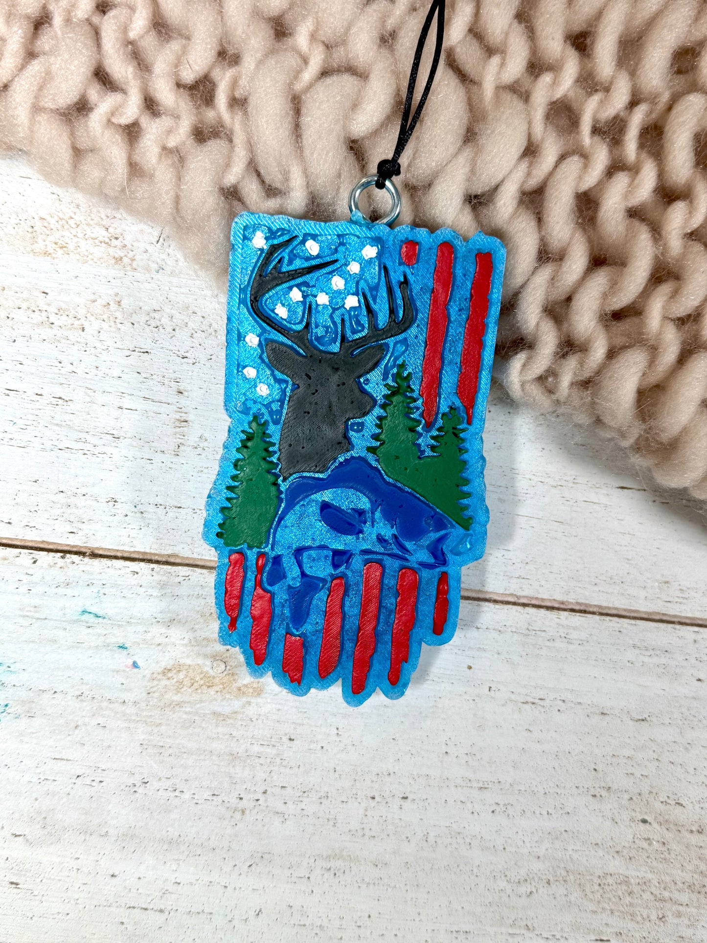 Deer, fish, flag freshie