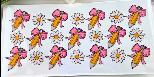 Pencils with bows and flowers