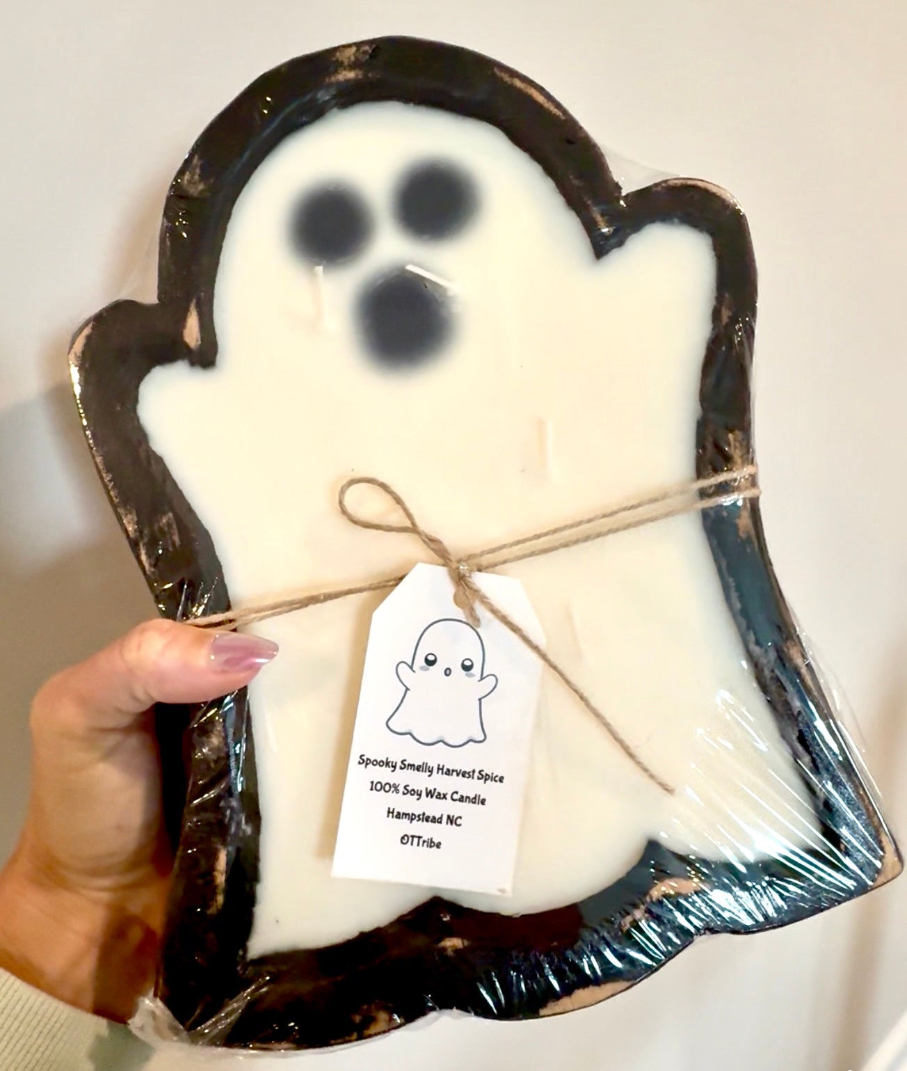 Harvest Spice scented ghost candle dough bowl