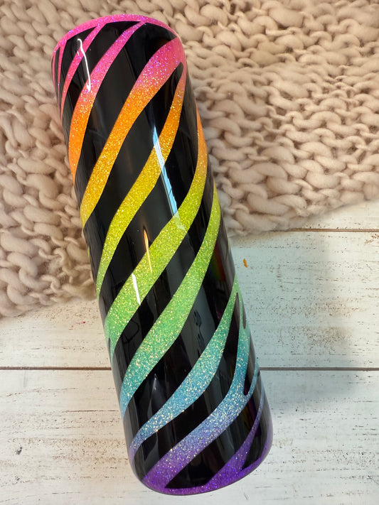 30oz skinny - neon zebra