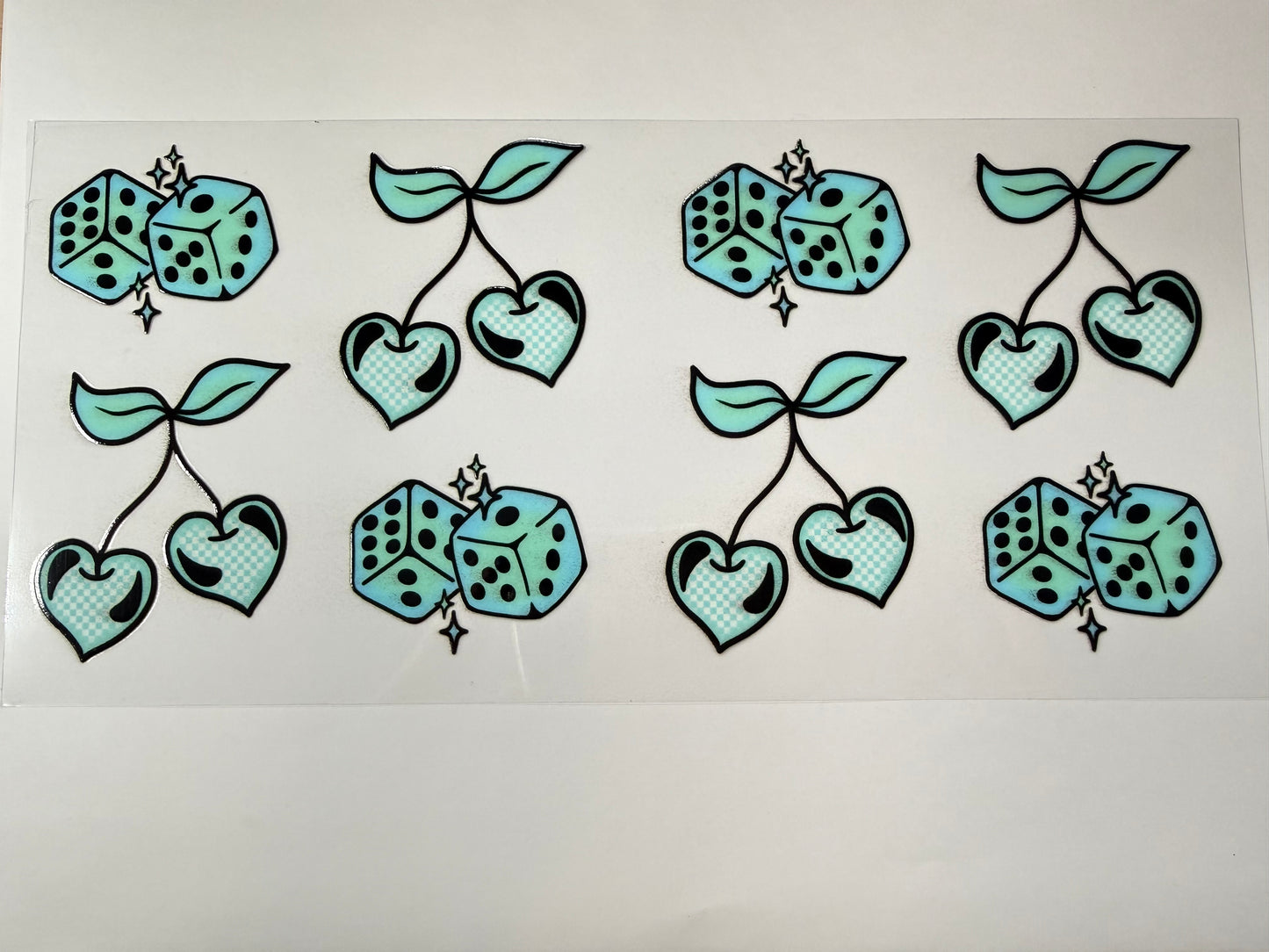 Dice and cherries teal wrap