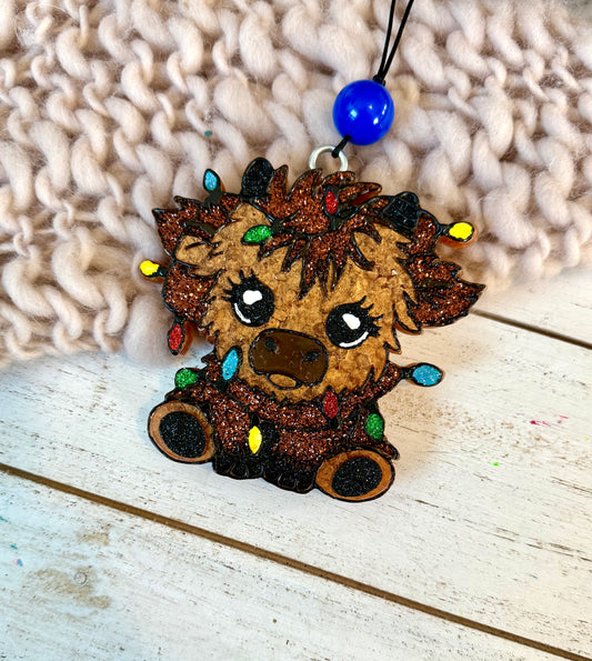 Christmas light cow freshie