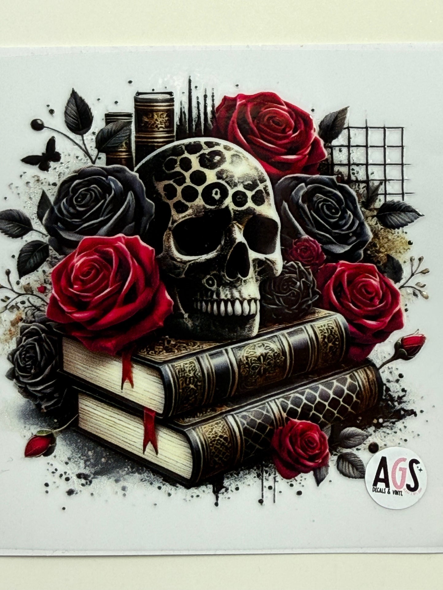 Skull & books decal 3.5