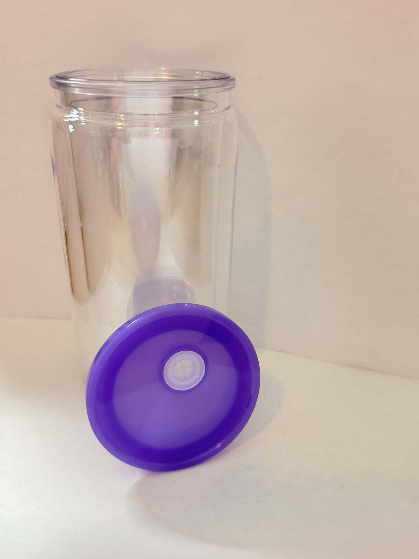 Purple lid 16oz Snowglobe tumbler