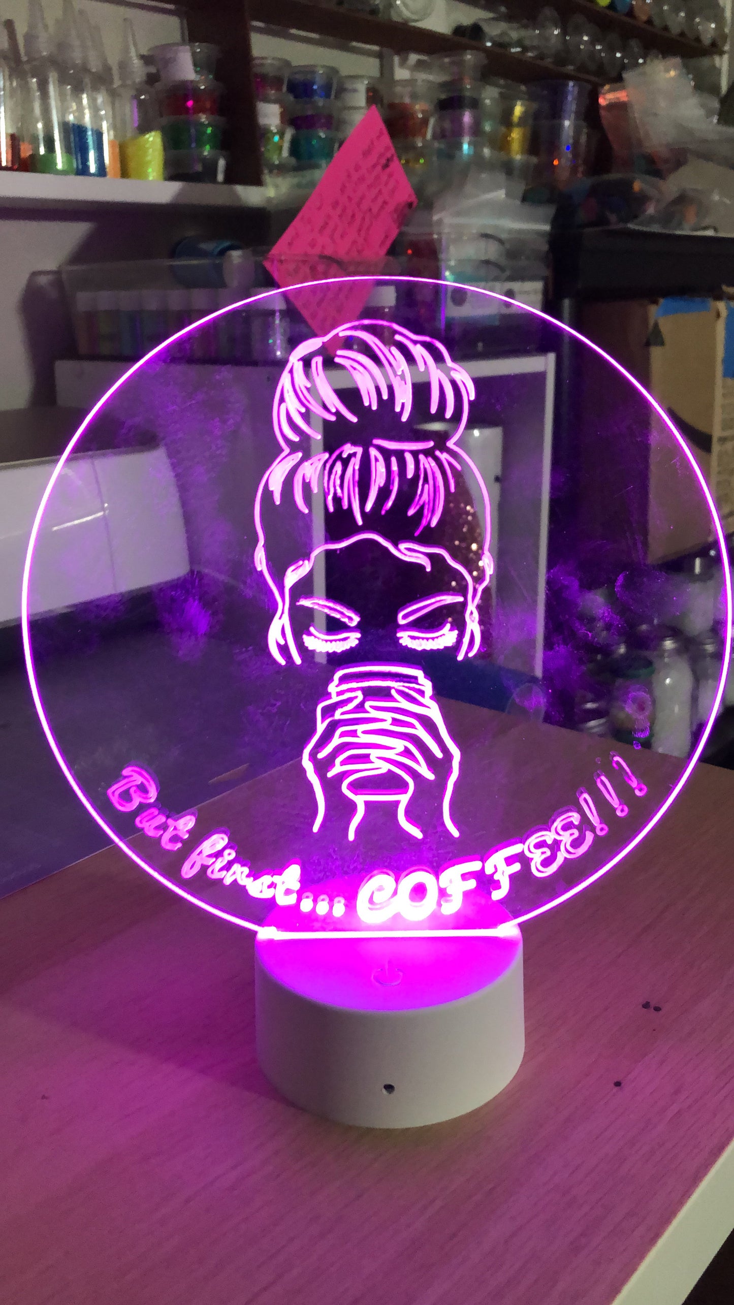 Custom (6”x8”max) LED Acrylic sign w/ base